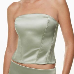 ARITZIA TEN Castle Seafoam Green Satin Bustier w Corset Stays (#A)